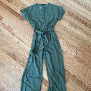 Madewell short-sleeve belted jumpsuit kale xxsmall